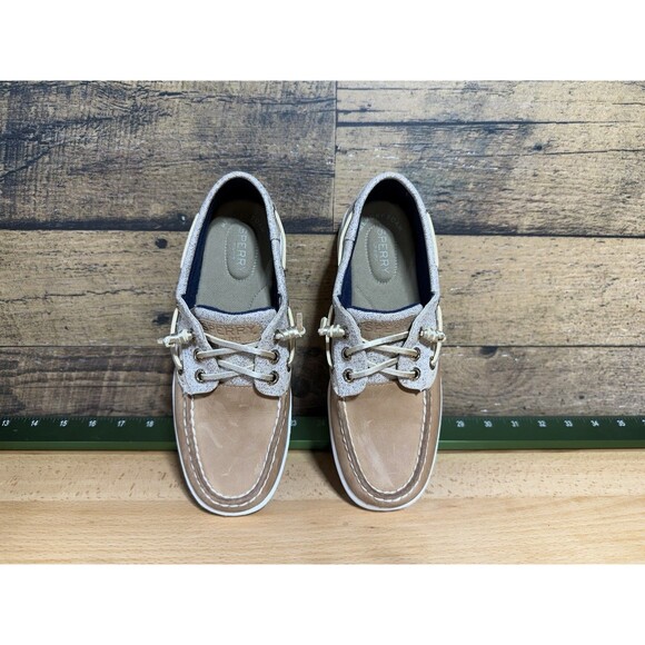 NEW SPERRY ROSEFISH BOAT SHOE WOMEN'S 5.5 TAN LINEN SPARKLE MEMORY FOAM STS83339 - Picture 7 of 10